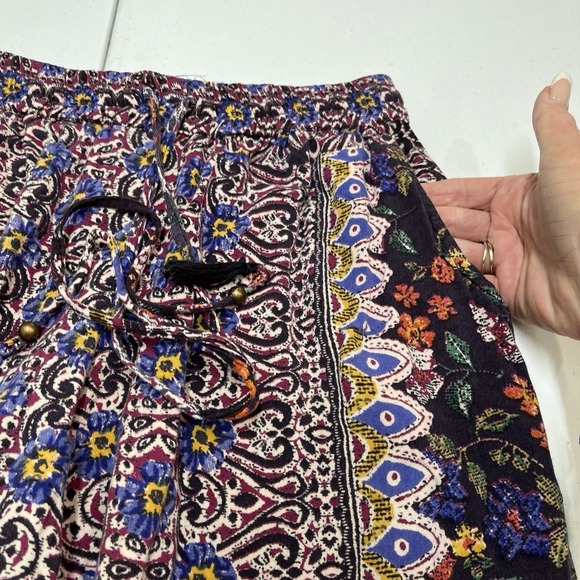 Angie Pants Mixed Boho Print Pull On Joggers Size S Hippie Festival Coachella - Picture 10 of 16